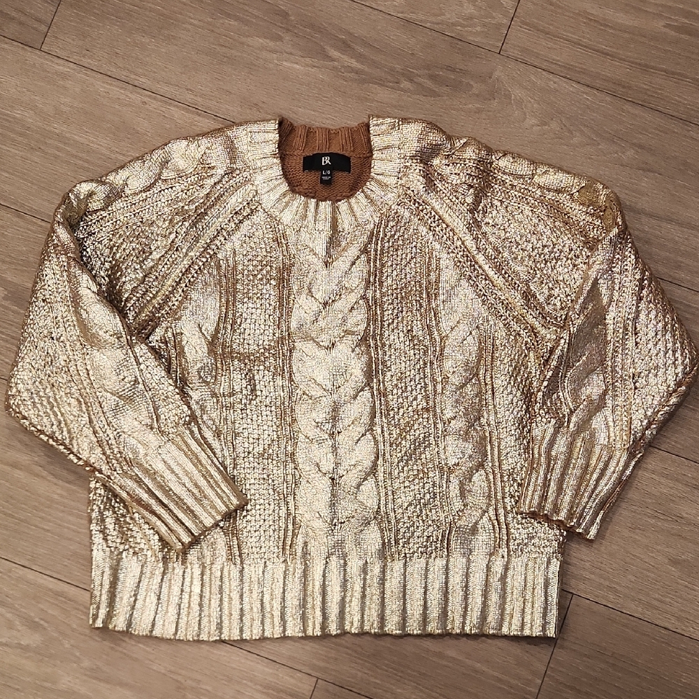 Banana Republic Carmina Metallic Gold Sweater SzL